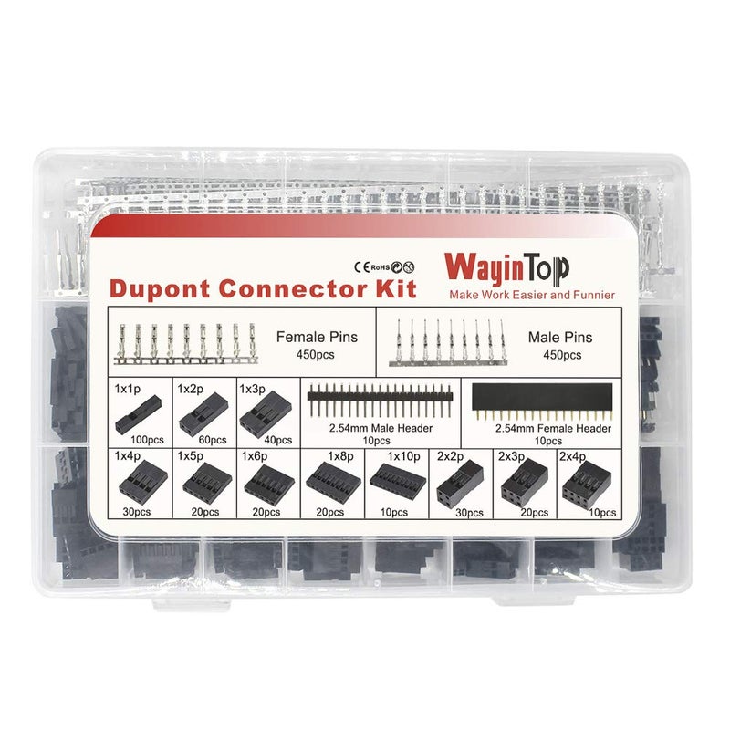 WayinTop مجموعة أدوات ضغط الموصلات من وايين توب، كماشة ضغط 2.54 مم، دبابيس توصيل ذكر وأنثى، حاويات 1 2 3 4 5 6 8 10 دبابيس و40 دبوس كابل شريطي 1.27 مم FC/IDC سلك قفز 1 متر (مجموعة الضغط) - Image 3